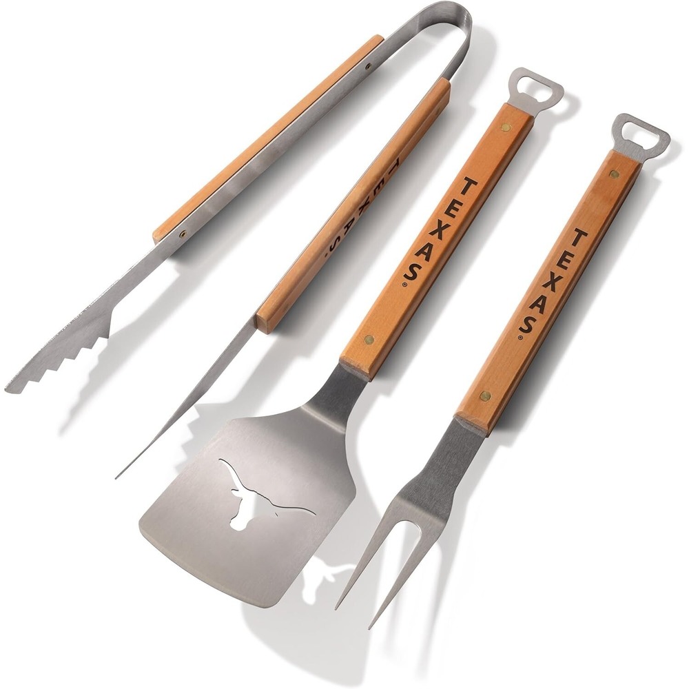 NCAA Team Logo BBQ Set by YouTheFan – 3-Piece Stainless Steel Grill Tools‎